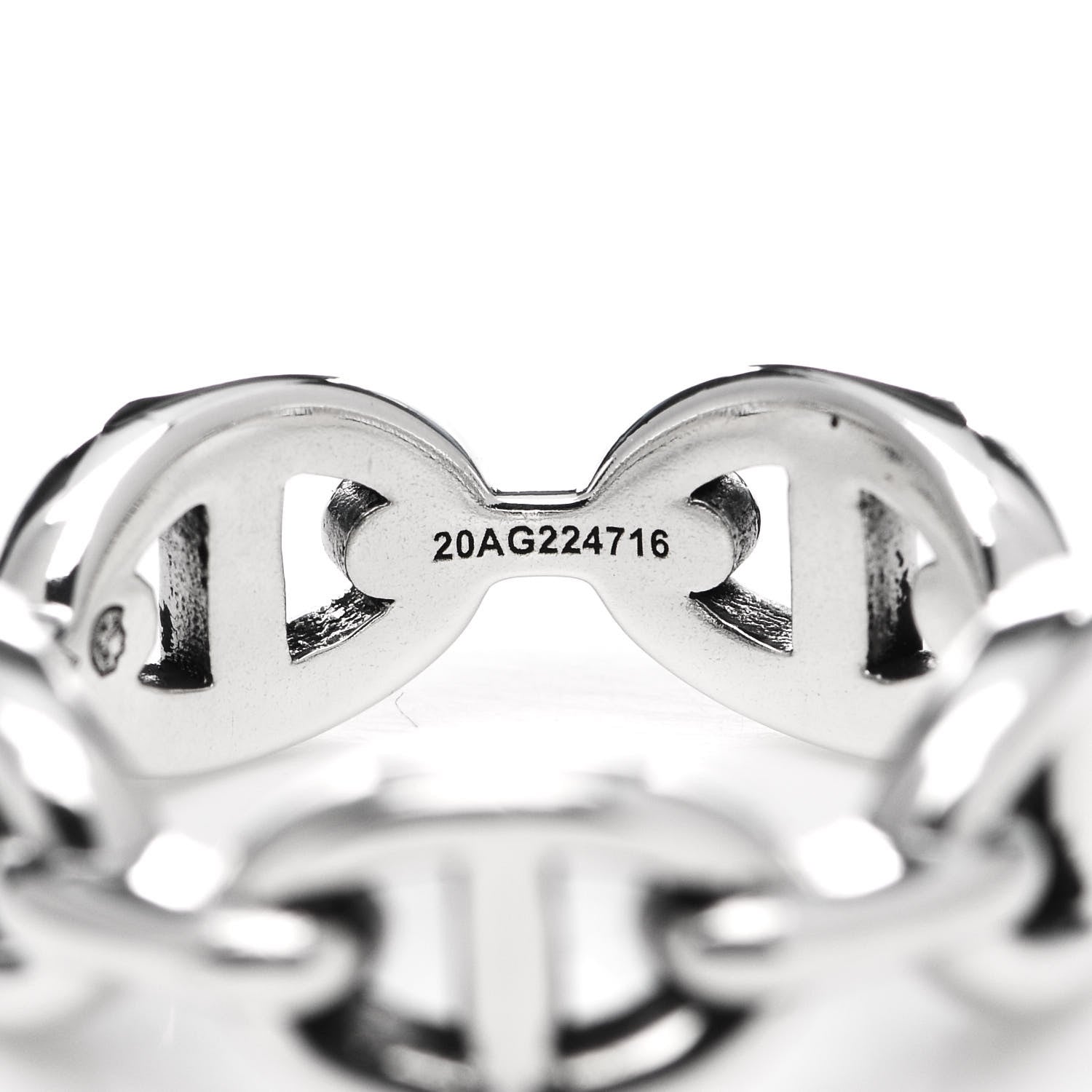Hermes Sterling Silver PM Chaine d'Ancre Enchainee Band Ring 53 6.5 7 of 8