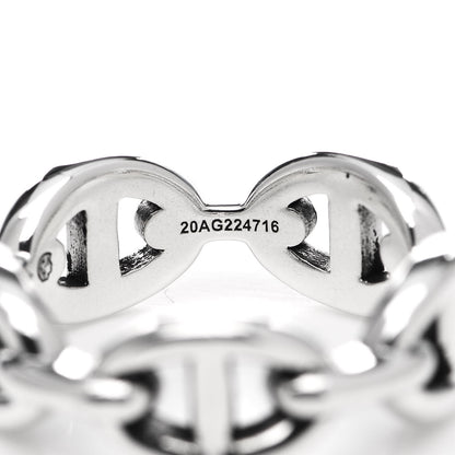 Hermes Sterling Silver PM Chaine d'Ancre Enchainee Band Ring 53 6.5 7 of 8