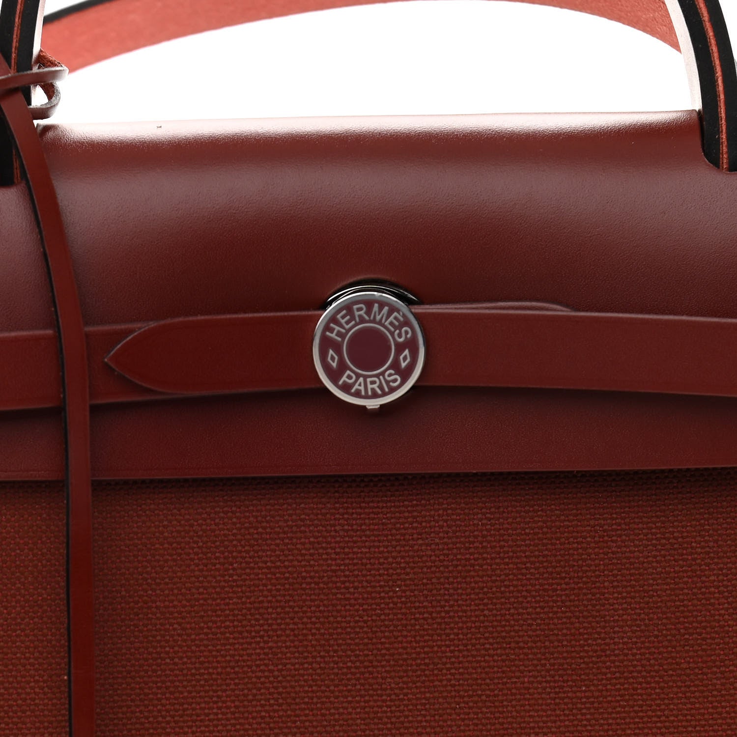 Hermes Toile Militaire Vache Hunter Laque Herbag Zip Retourne 31 PM Rouge H 8 of 11