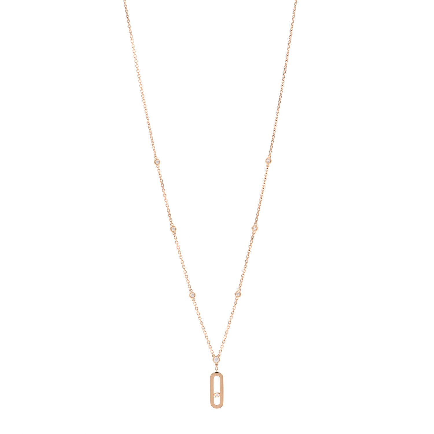 Messika 18K Rose Gold Diamond Move Uno Long Necklace 1 of 5