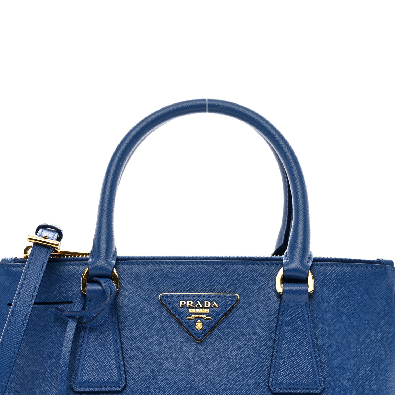 Prada Saffiano Lux Mini Galleria Double Zip Tote Azzurro 5 of 12
