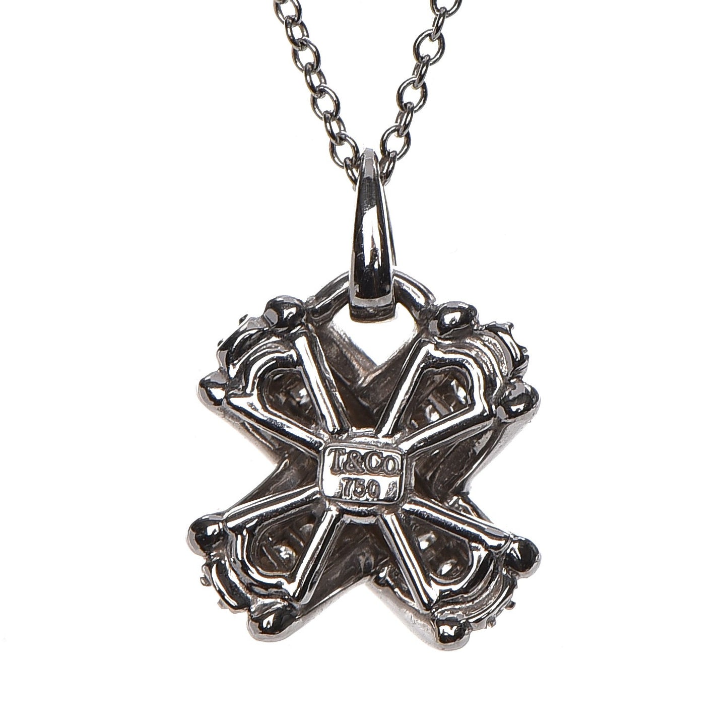 18K White Gold Diamond Signature X Pendant Necklace