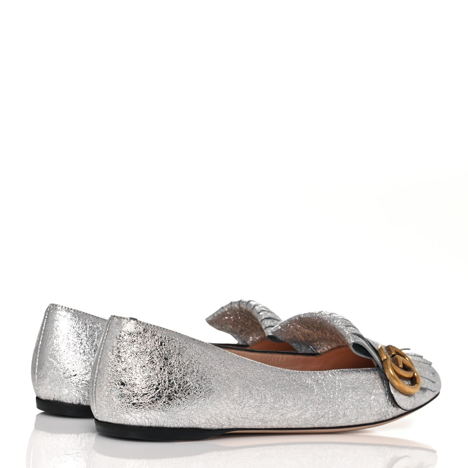 Gucci Galassia GG Marmont Fringe Flats 39 Argento 4 of 9