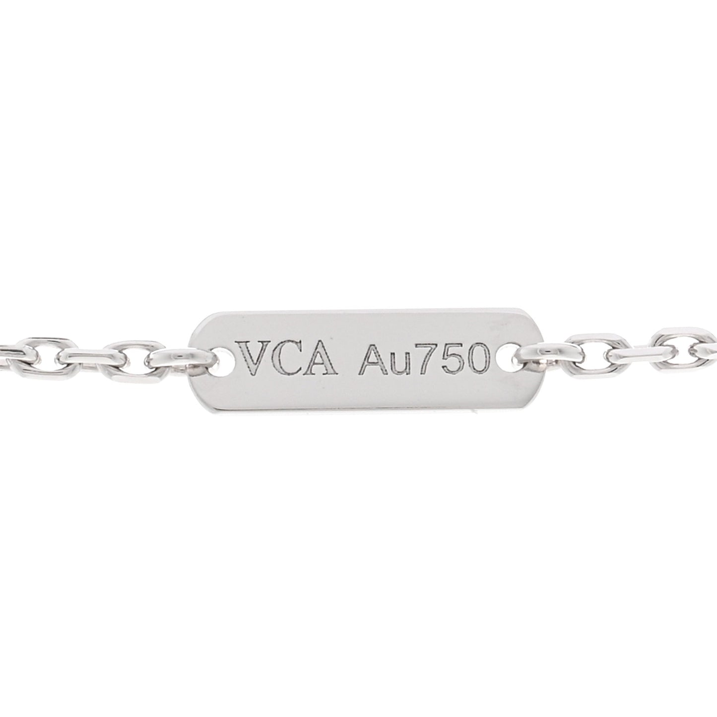 18k White Gold Chalcedony Vintage Alhambra Pendant Necklace