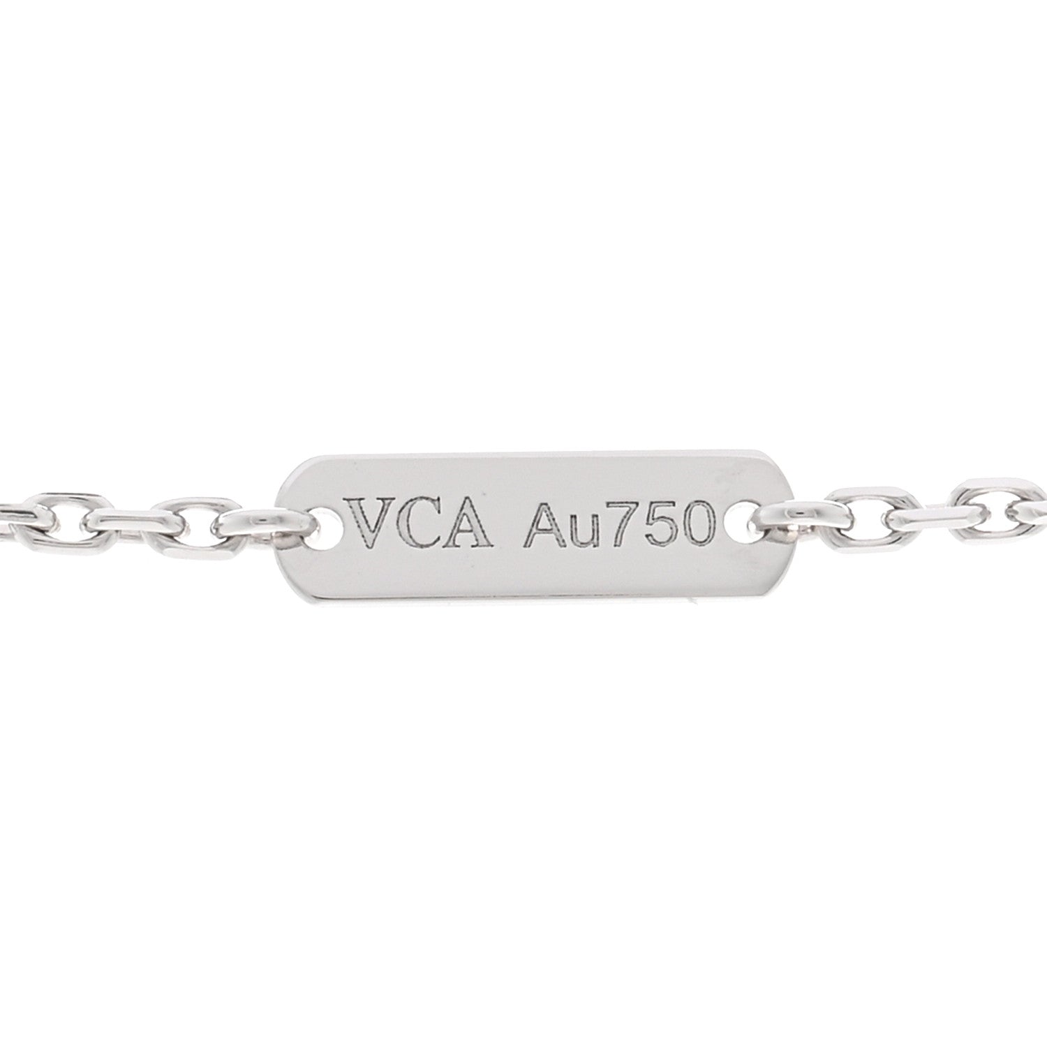 Van Cleef & Arpels 18k White Gold Chalcedony Vintage Alhambra Pendant Necklace 4 of 6