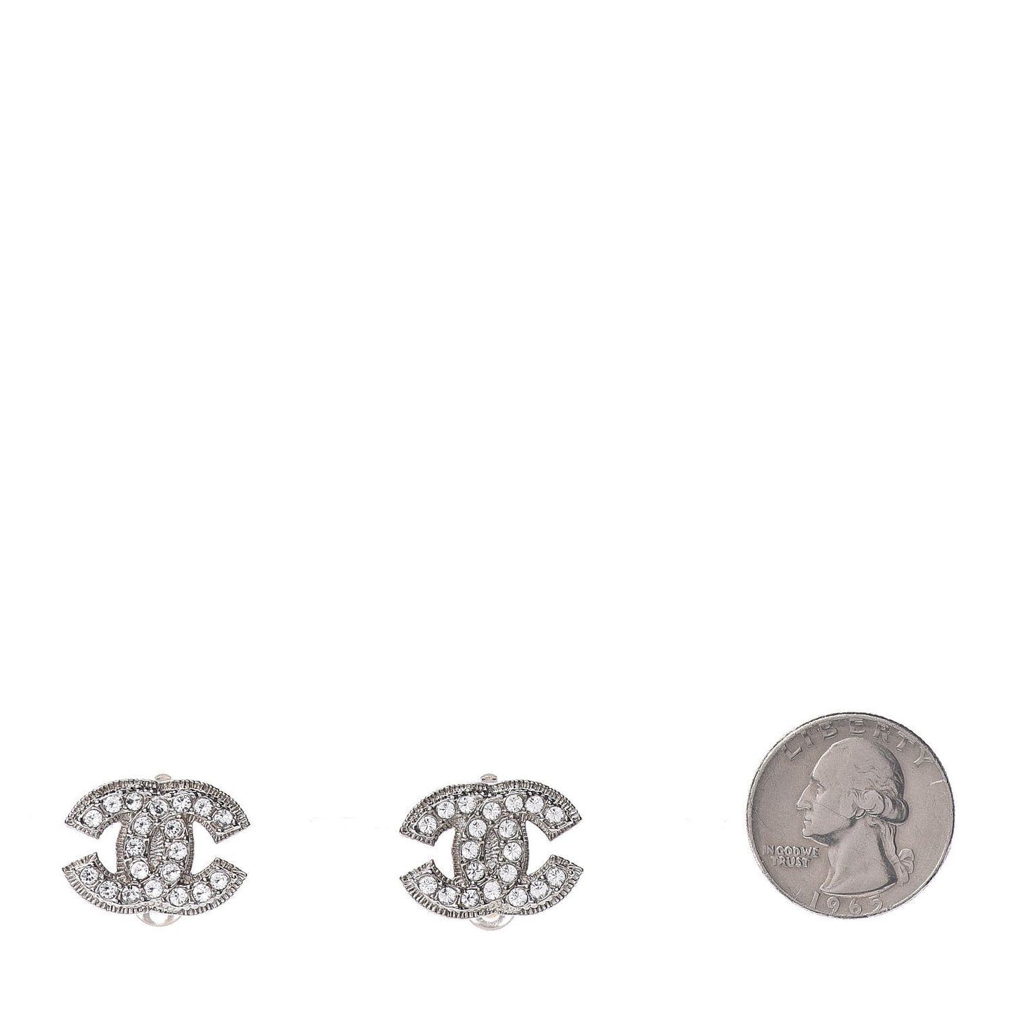 Crystal CC Clip On Earrings Silver
