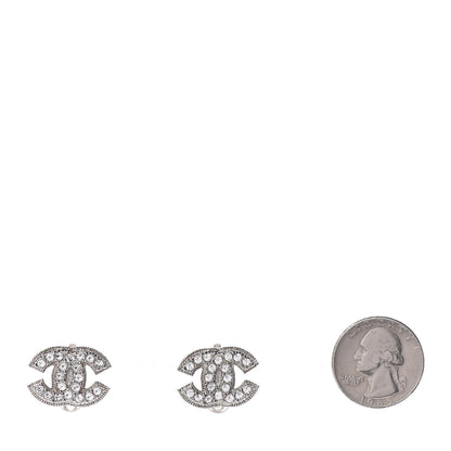 Chanel Crystal CC Clip On Earrings Silver 2 of 4