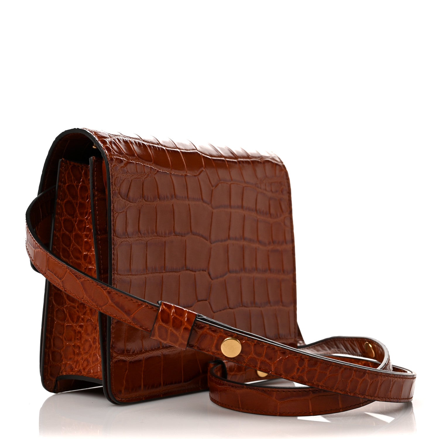 Proenza Schouler Calfskin Crocodile Embossed Dia Day Bag Chestnut 3 of 9