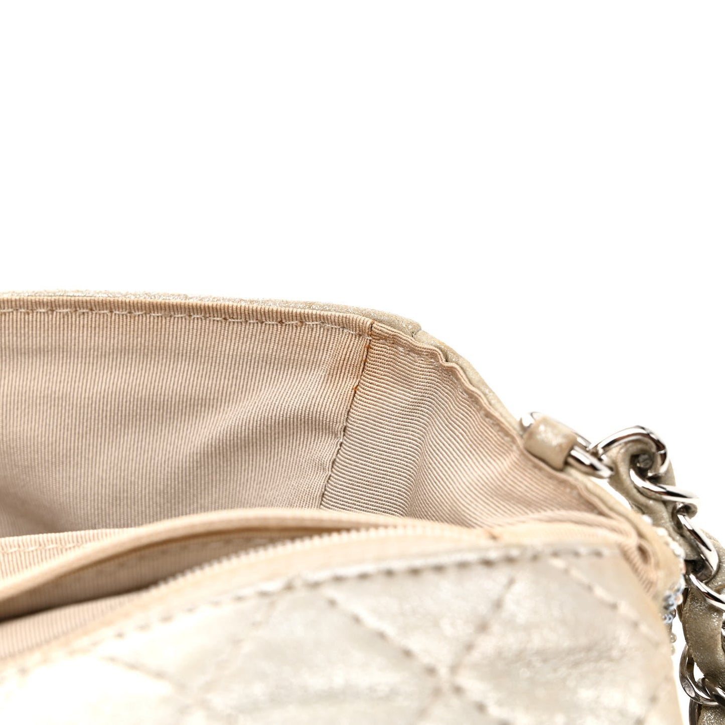 Iridescent Calfskin Studded Mini Flap Silver