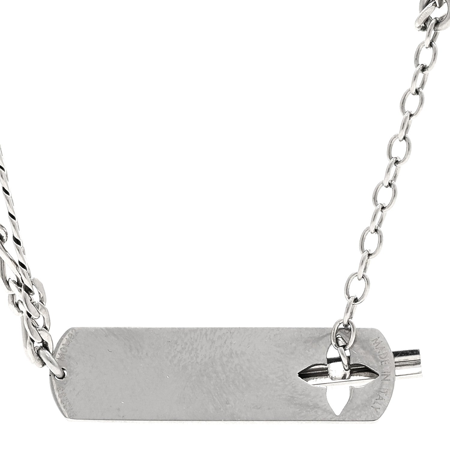 Louis Vuitton Metal Monogram Necklace Silver 5 of 5