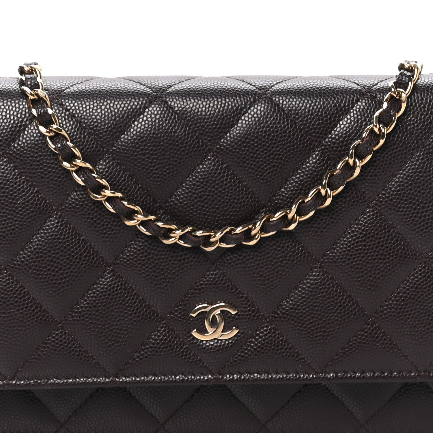 Chanel Caviar Quilted Wallet on Chain WOC Dark Brown 7 of 9