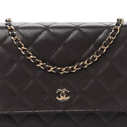 Chanel Caviar Quilted Wallet on Chain WOC Dark Brown 7 of 9