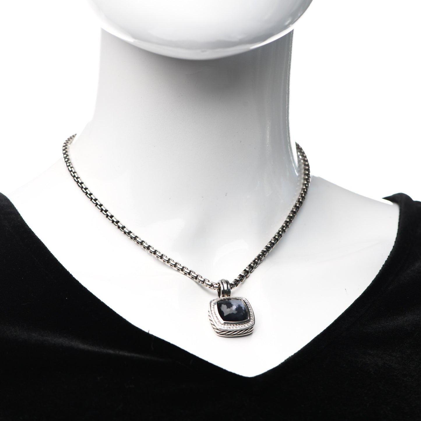 Sterling Silver 14K Yellow Gold Diamond Black Orchid 16mm Albion Pendant Necklace