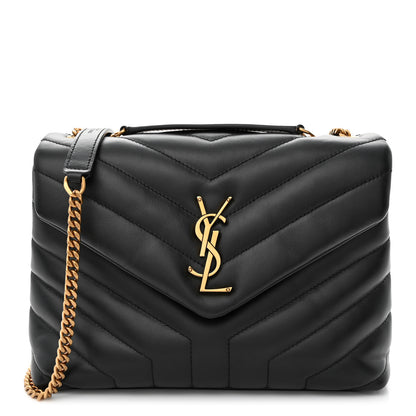 Saint Laurent Calfskin Y Quilted Monogram Small Loulou Chain Satchel Black 1 of 10