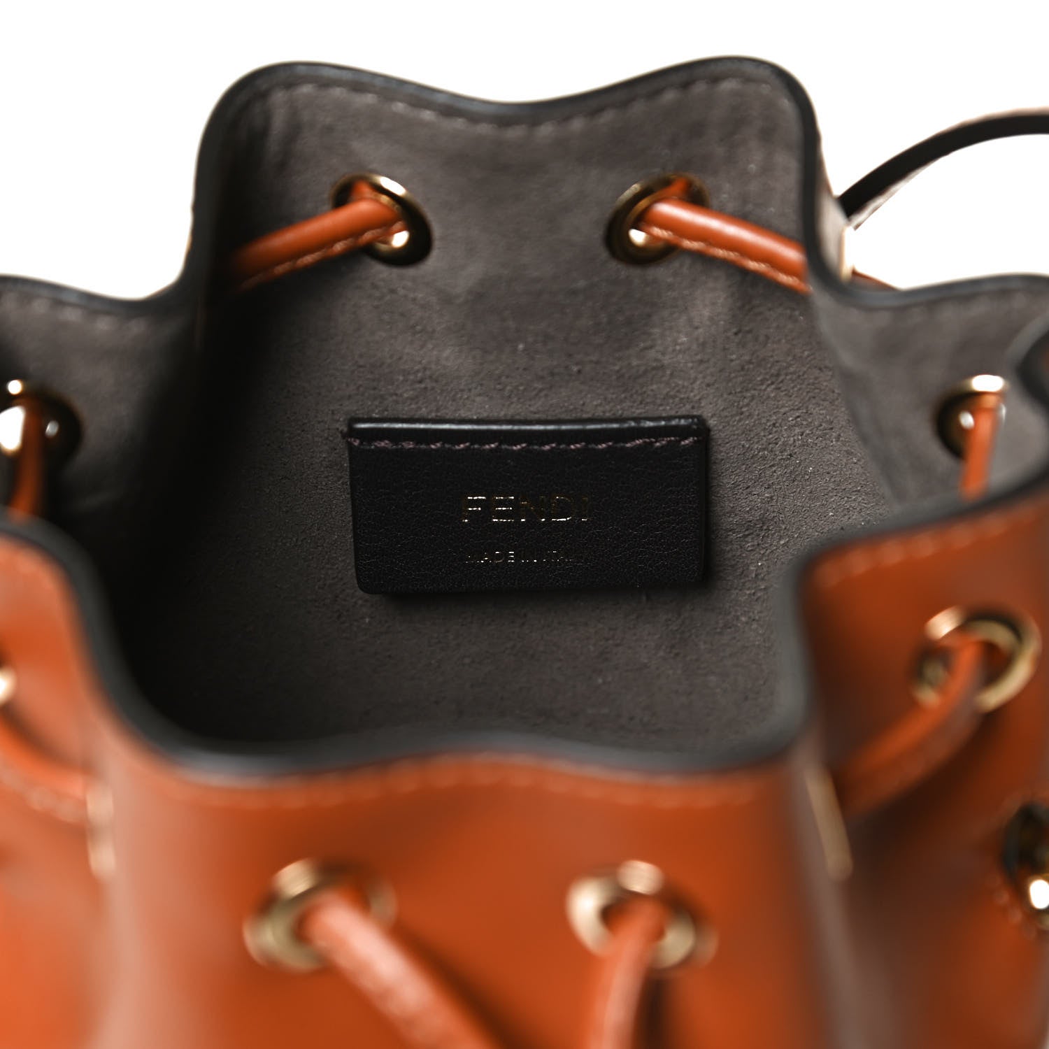 Fendi Vitello King F is Fendi Logo Embossed Mini Mon Tresor Bucket Bag Cuoio 6 of 11