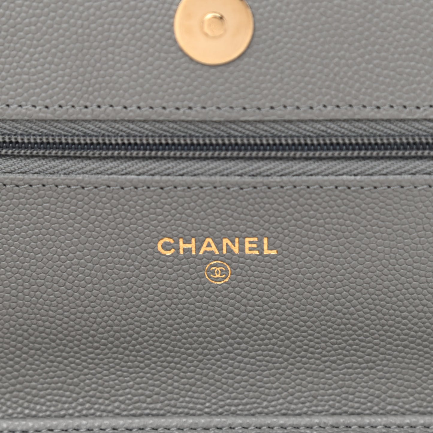 Caviar Quilted Wallet On Chain WOC Grey