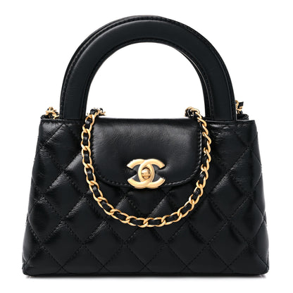 Chanel Shiny Aged Calfskin Quilted Nano Kelly Shopper Black 1 of 10