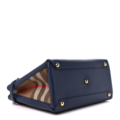 Burberry Derby Calfskin Vintage Check Medium Banner Tote Regency Blue 4 of 12