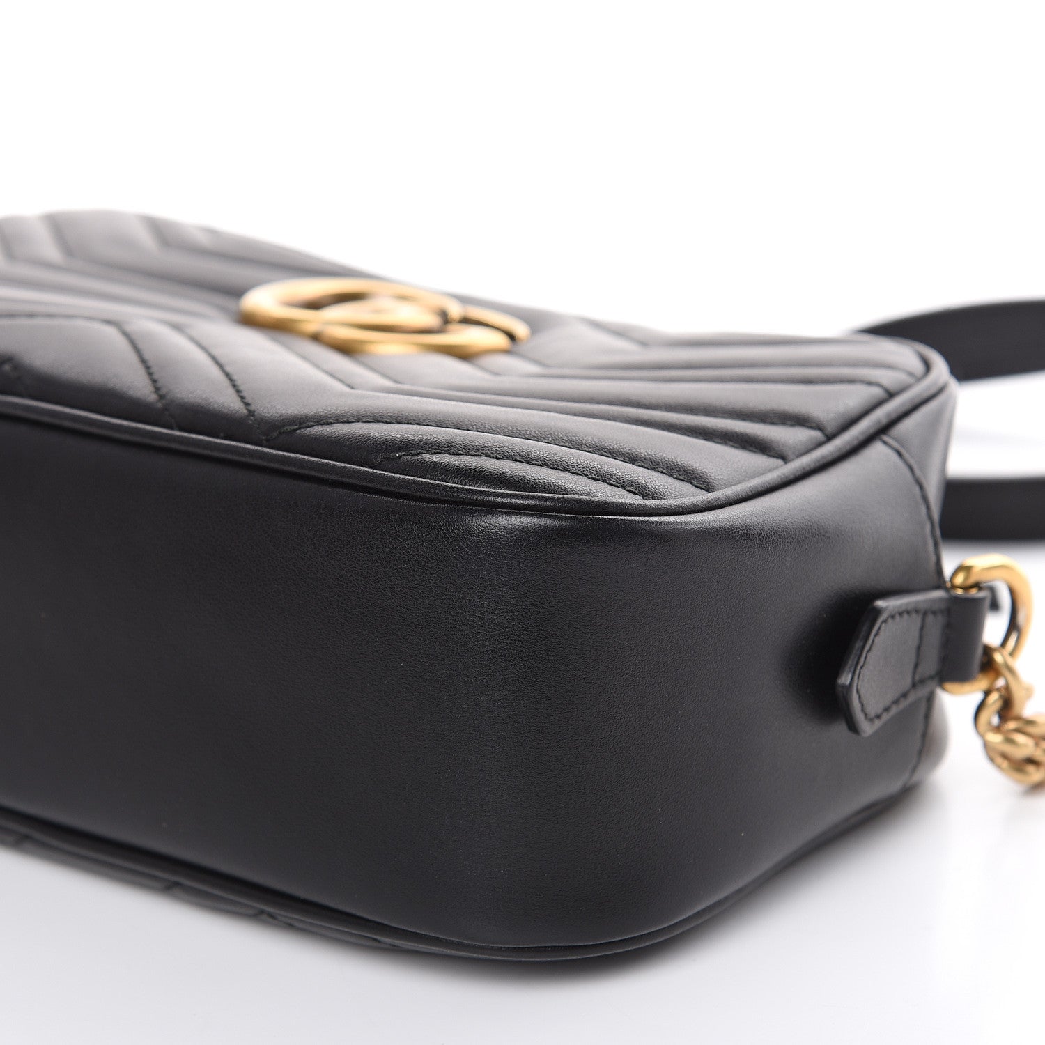 Gucci Calfskin Matelasse Small GG Marmont Chain Shoulder Bag Black 9 of 9