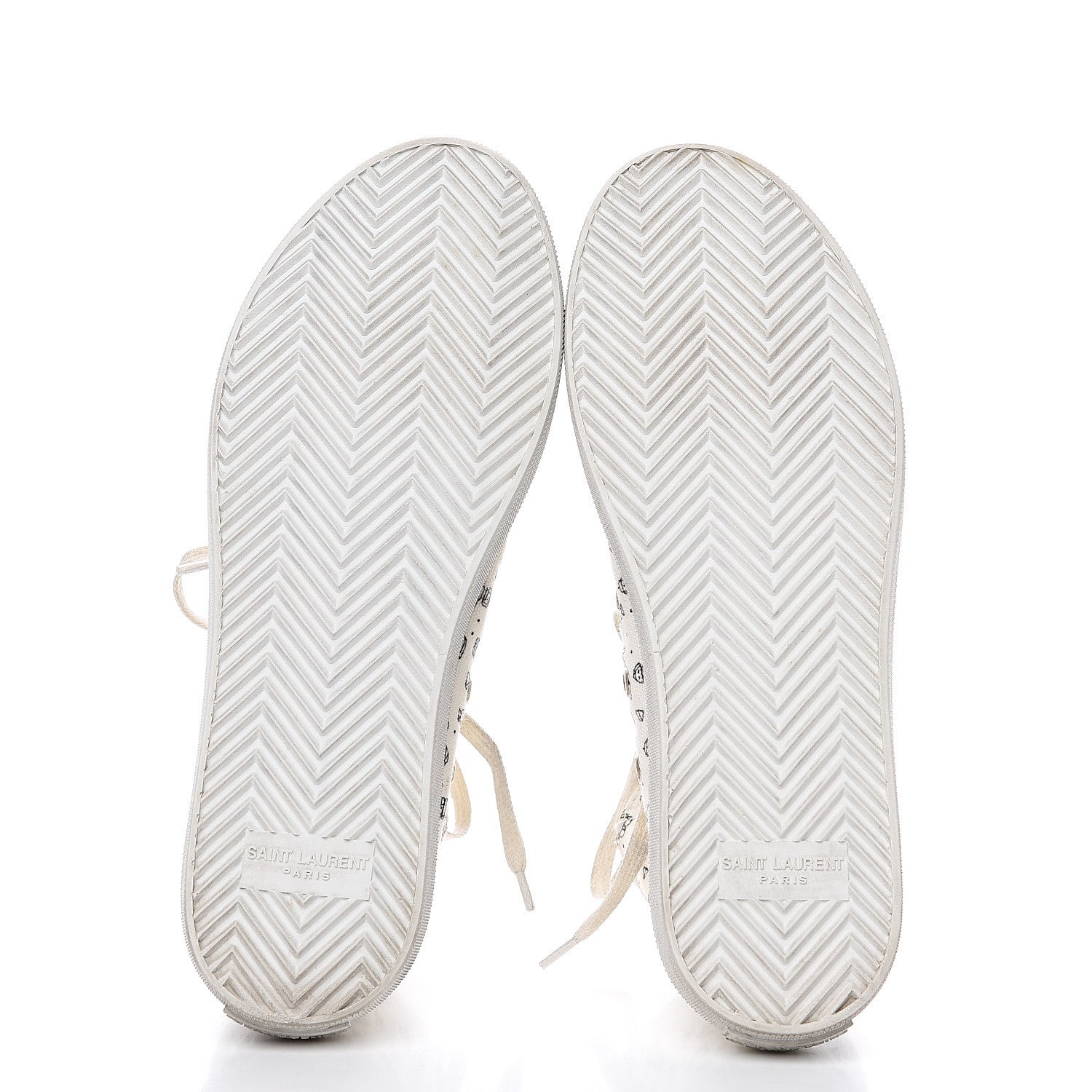 Saint Laurent Canvas Mini Robot Print Bedford Hightop Sneakers 36.5 Cream 5 of 11