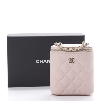Chanel Caviar Quilted Small Vertical Coco Beauty Vanity Case With Chain Light Pink 11 of 11