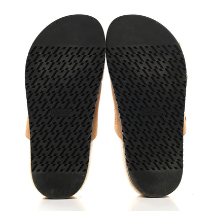 Hermes Suede Goatskin Woolskin Womens Chypre Sandals 37 Golden Beige 5 of 9