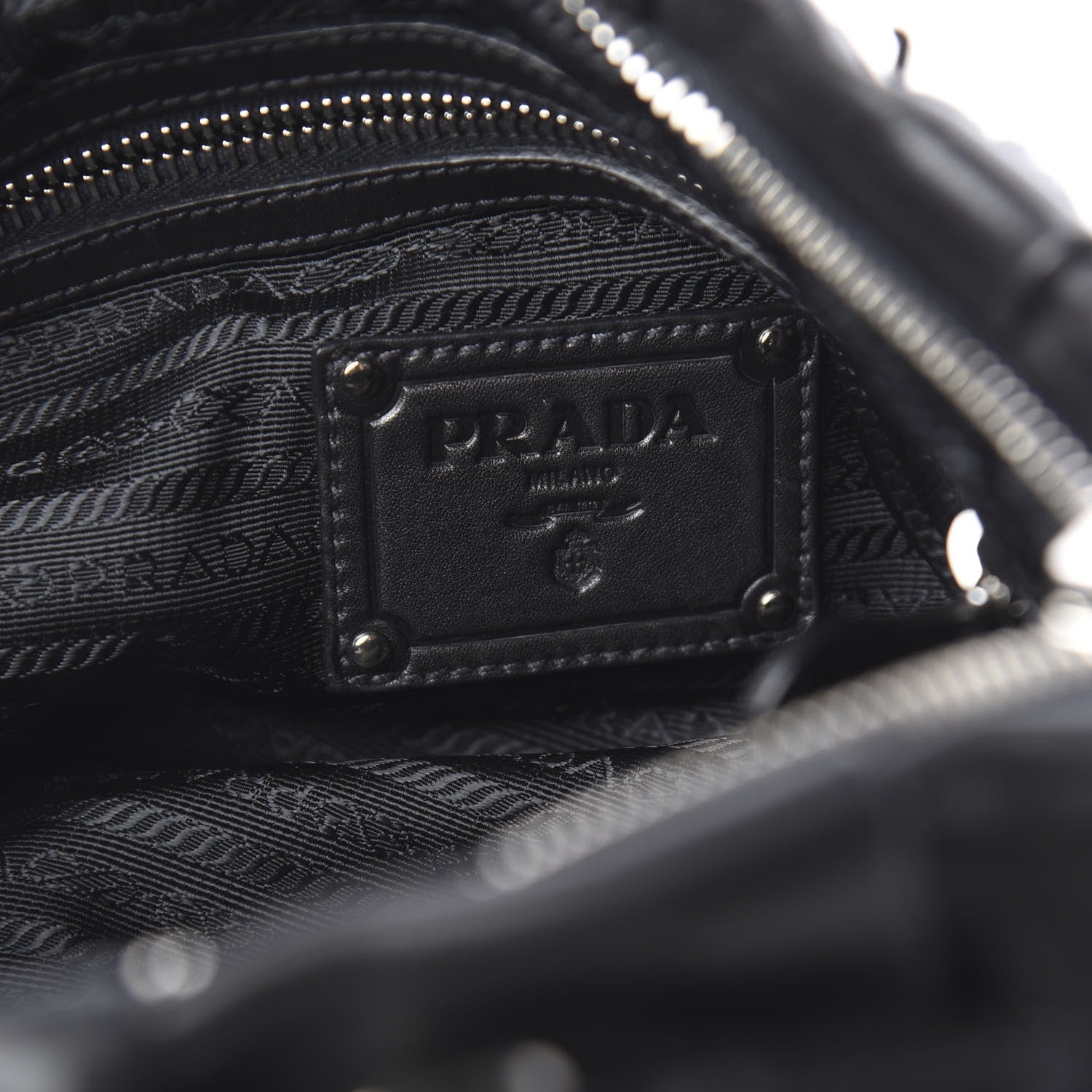 Prada Soft Calfskin Pleated Hobo Black 6 of 11