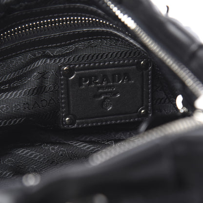 Prada Soft Calfskin Pleated Hobo Black 6 of 11