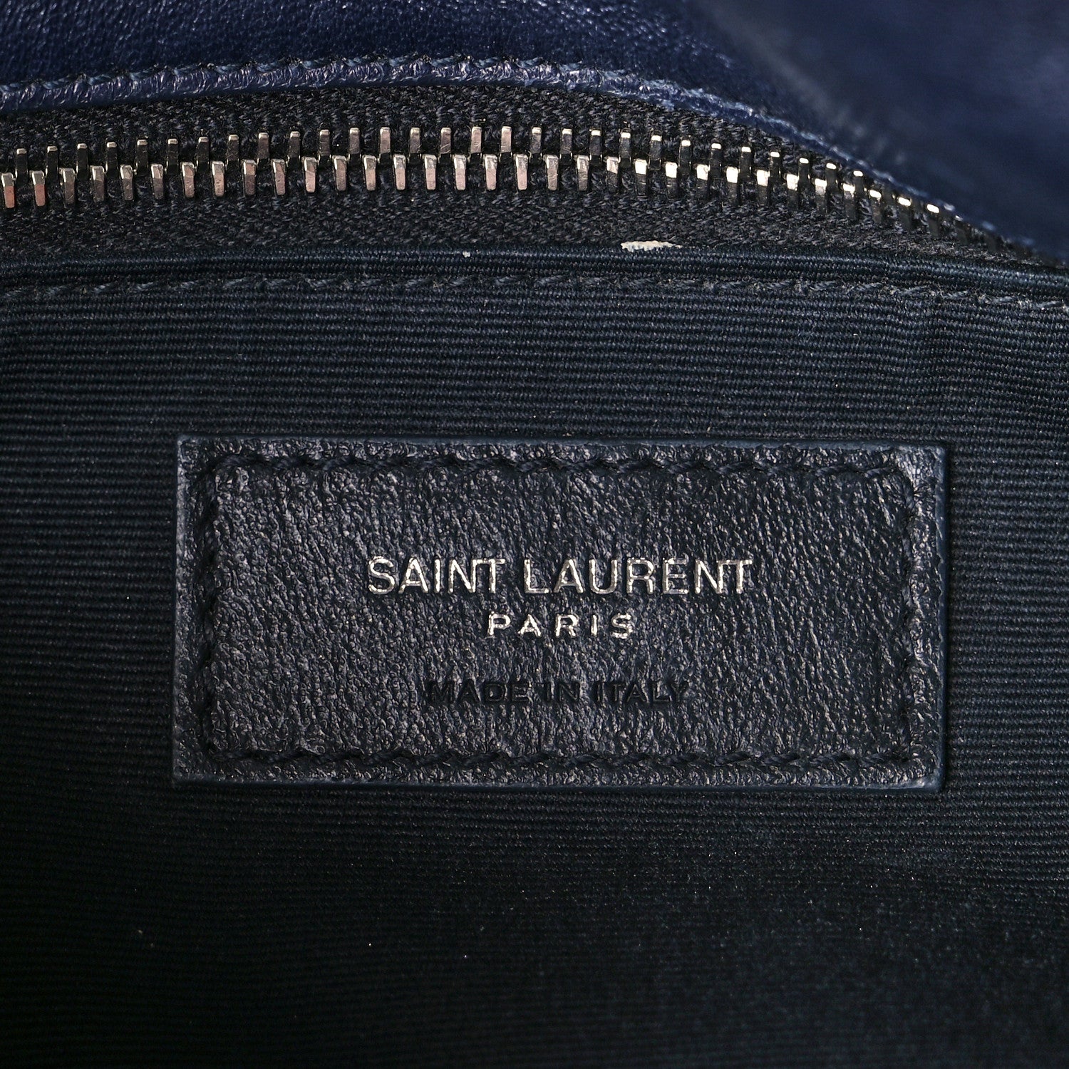 Saint Laurent Lambskin Quilted Medium Loulou Puffer Monogram Chain Satchel Navy 6 of 9