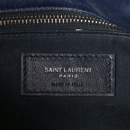 Saint Laurent Lambskin Quilted Medium Loulou Puffer Monogram Chain Satchel Navy 6 of 9