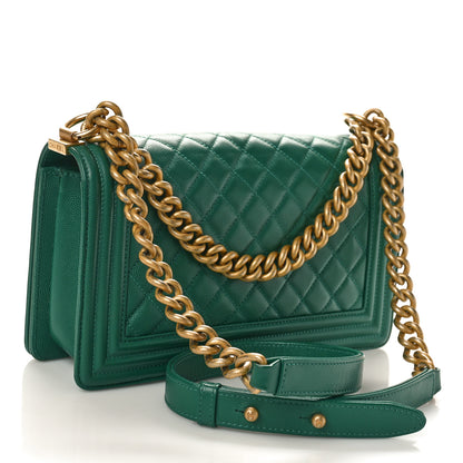 Chanel Caviar Quilted Medium Boy Flap Dark Green 3 of 10