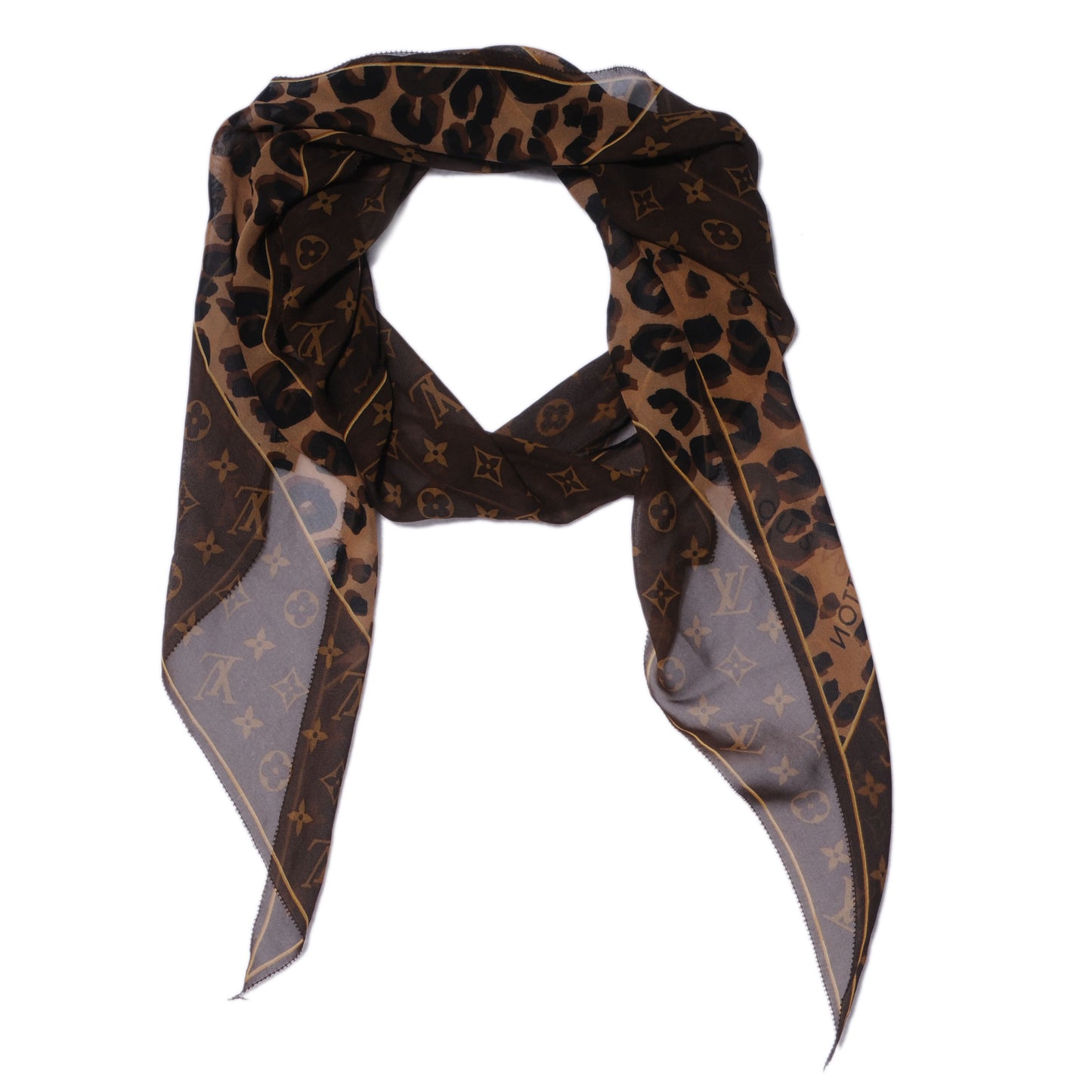 Silk Leopard and Monogram Scarf
