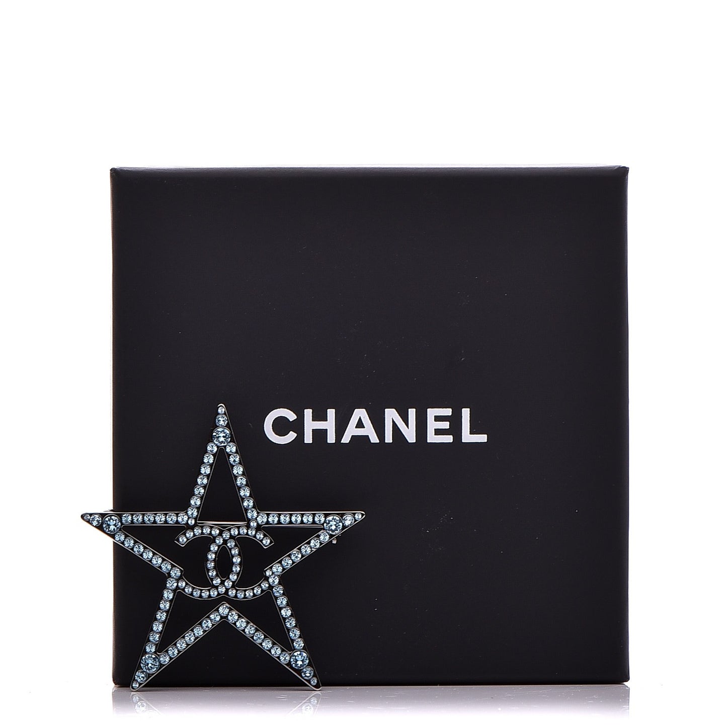 Ruthenium Crystal Star CC Brooch Blue