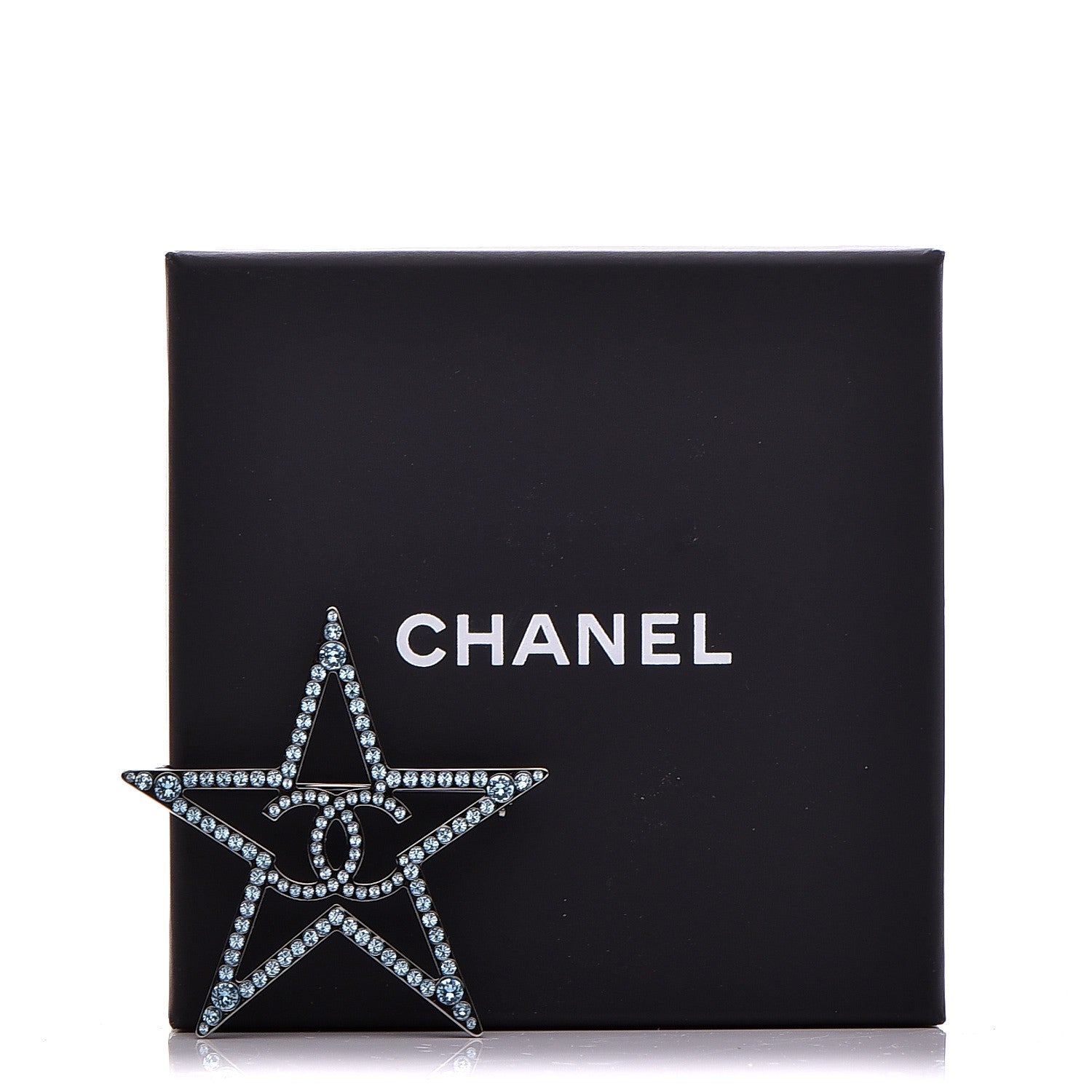 Chanel Ruthenium Crystal Star CC Brooch Blue 5 of 5