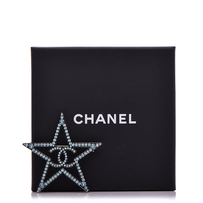 Chanel Ruthenium Crystal Star CC Brooch Blue 5 of 5