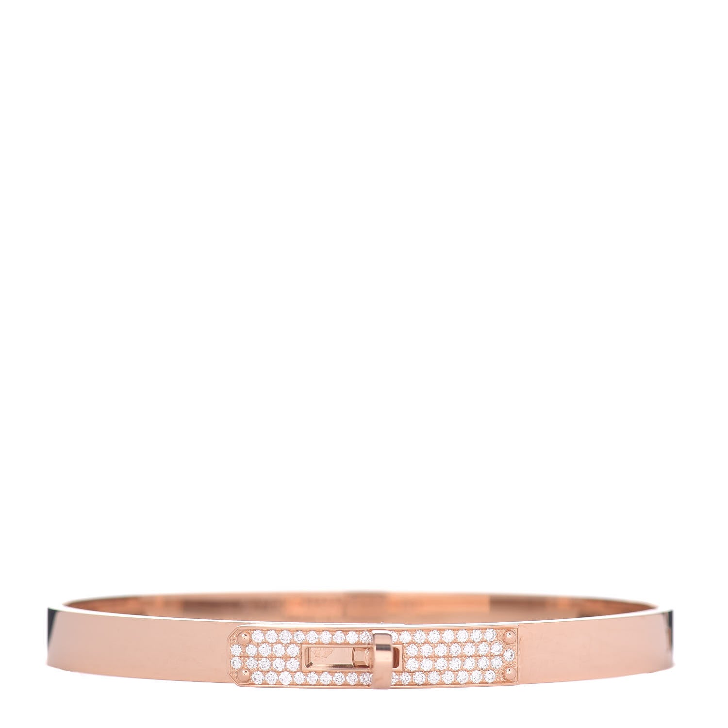 Hermes 18K Rose Gold Diamond PM Kelly Pave Bracelet SH 1 of 4