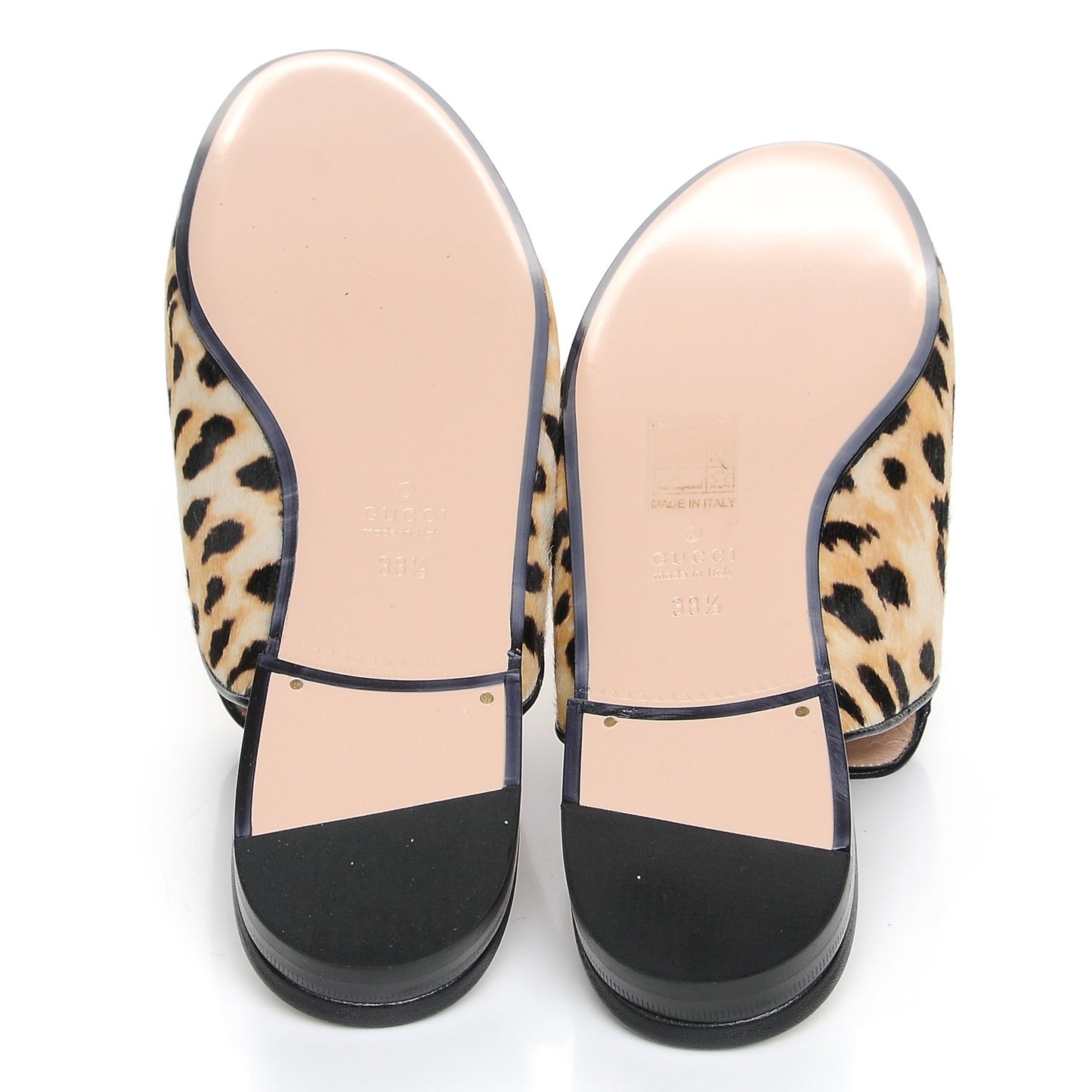 Calf Hair Leopard Print Womens Princetown Slippers 38.5 Naturale Black