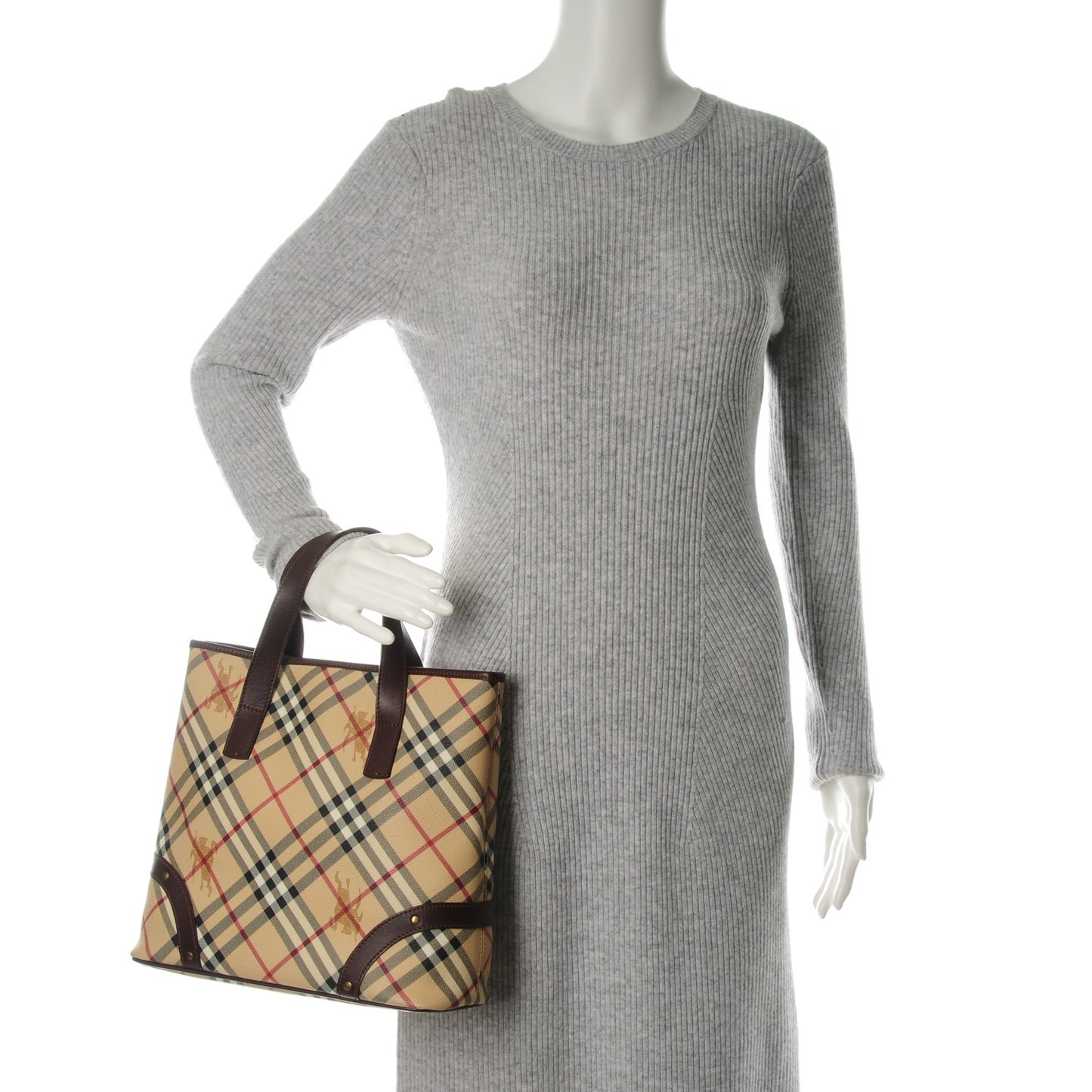 Haymarket Check Studded Tote Chocolate