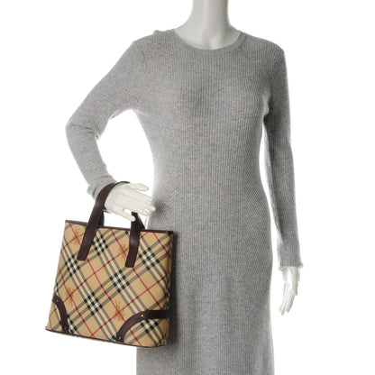Burberry Haymarket Check Studded Tote Chocolate 2 of 11