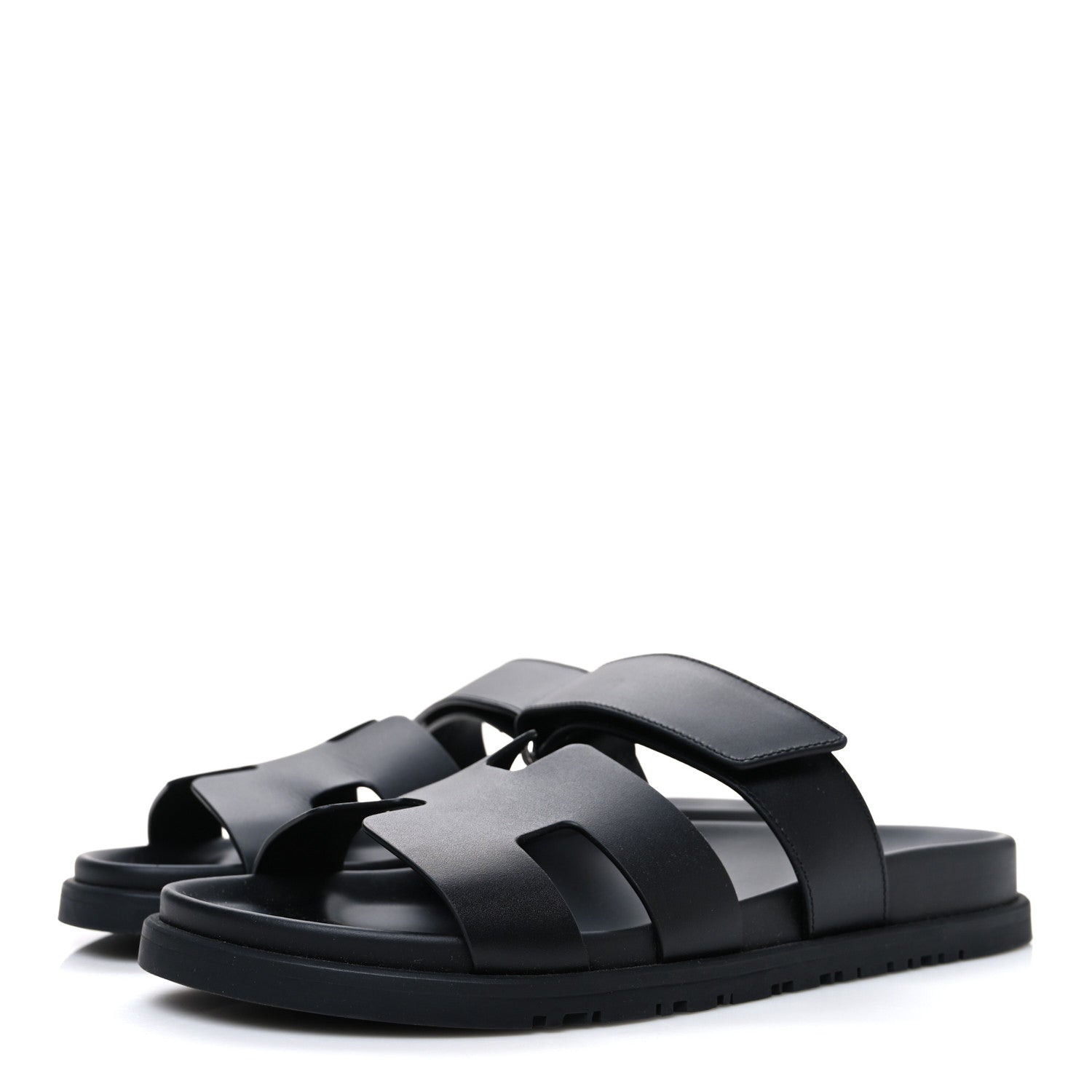 Hermes Calfskin Womens Chypre Sandals 38.5 Black 4 of 12