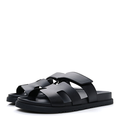 Hermes Calfskin Womens Chypre Sandals 38.5 Black 4 of 12