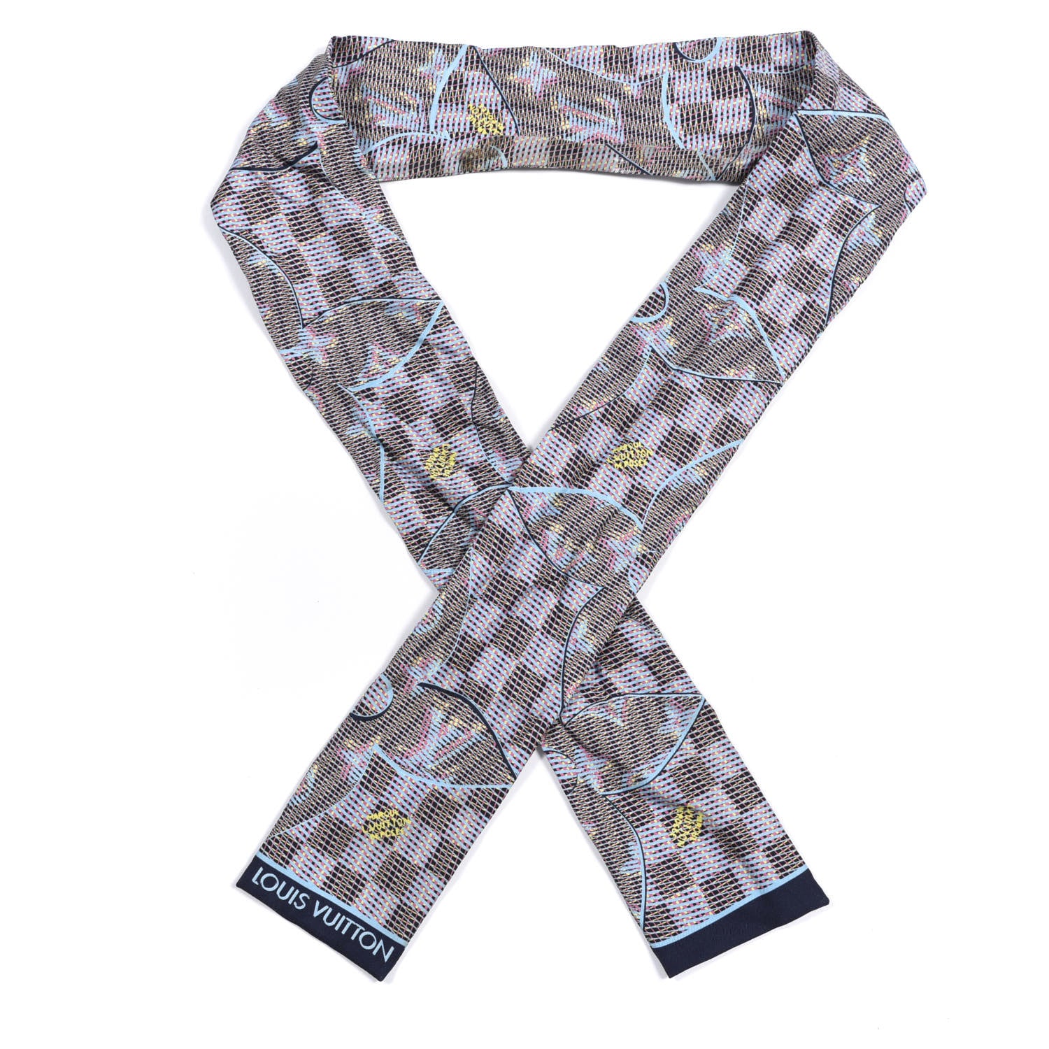 Louis Vuitton Silk Monogram Damier Pop Print Bandeau Blue 1 of 4