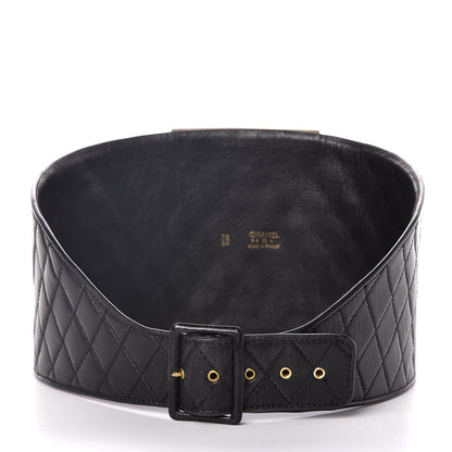 Chanel Lambskin Quilted Wide Belt 70 28 Black 3 of 5