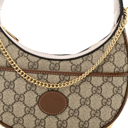 Gucci GG Supreme Monogram Azalea Calfskin Mini Retro Interlocking G Half Moon Bag Beige Ebony Brown Sugar 8 of 11