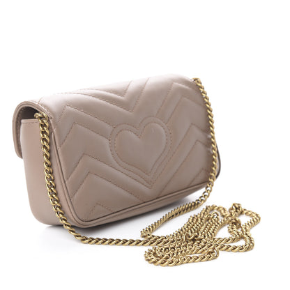 Gucci Calfskin Matelasse Super Mini GG Marmont Shoulder Bag Porcelain Rose 2 of 10
