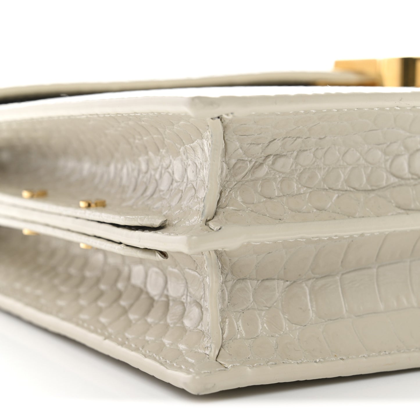 Calfskin Crocodile Embossed Monogram Cassandra Clasp Bag Crema Soft