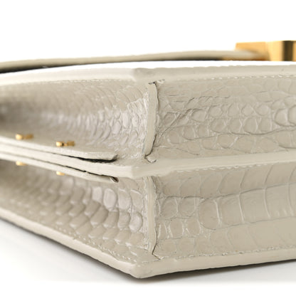 Saint Laurent Calfskin Crocodile Embossed Monogram Cassandra Clasp Bag Crema Soft 9 of 11