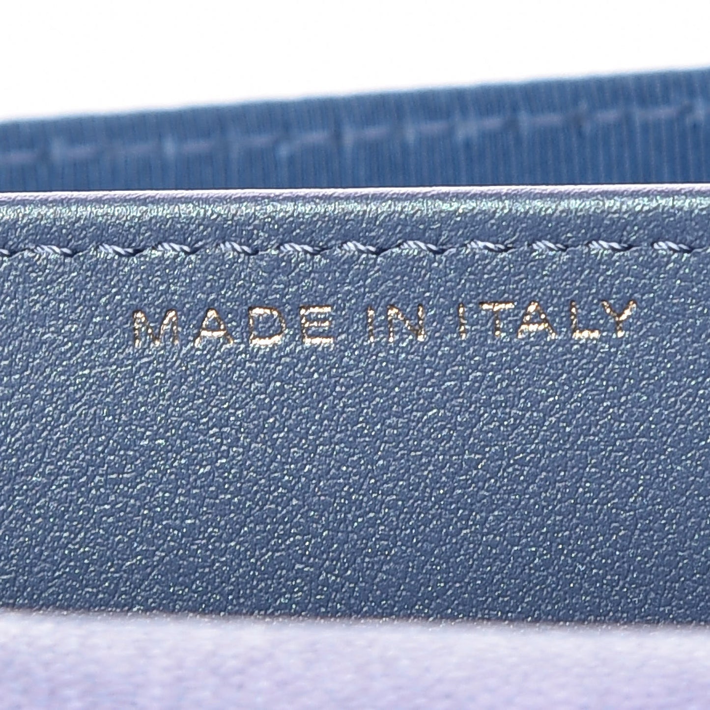 Iridescent Caviar Quilted Flap Card Holder Wallet Dark Blue