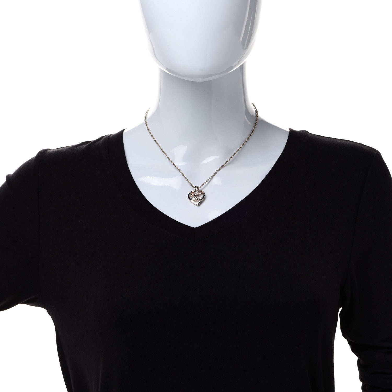 Chanel CC Heart Chain Pendant Necklace Gold 2 of 6