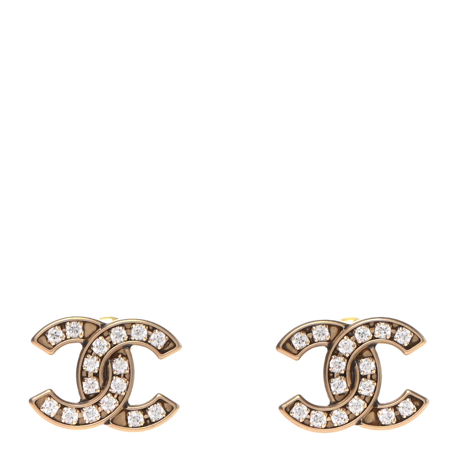 Chanel Crystal CC Earrings Gold 1 of 4